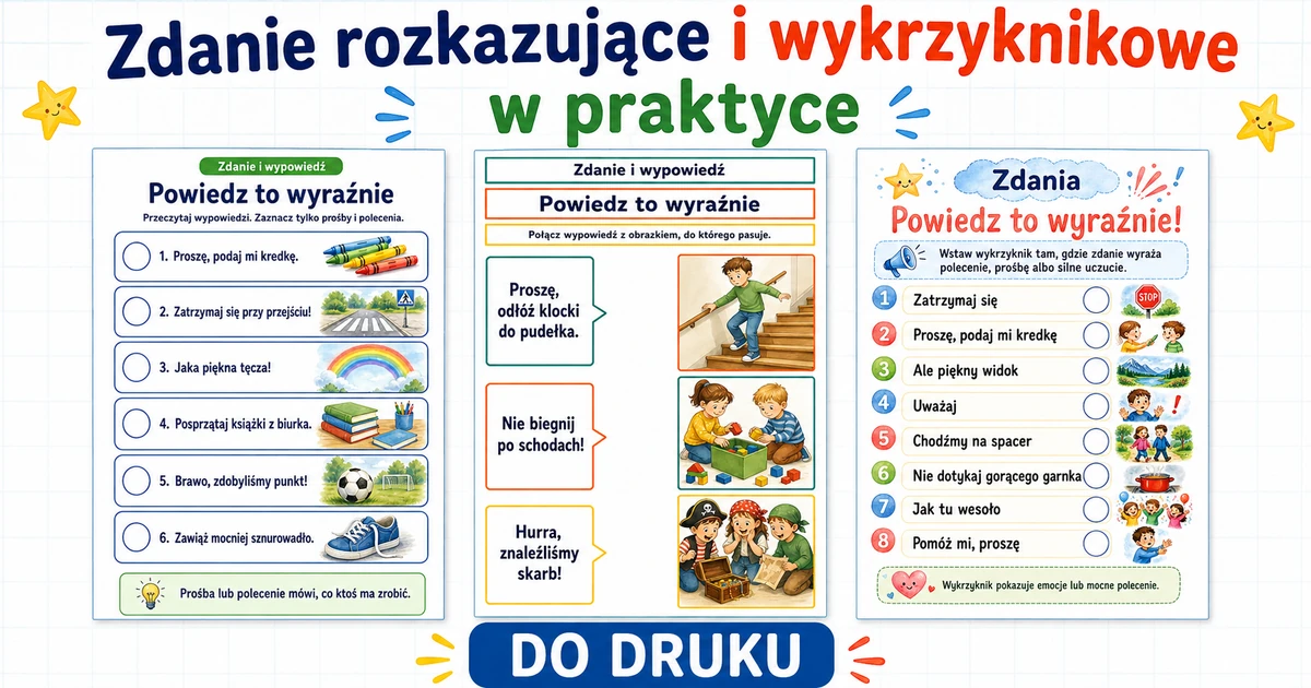 Karty pracy: Zdanie rozkazujące / wykrzyknikowe w praktyce