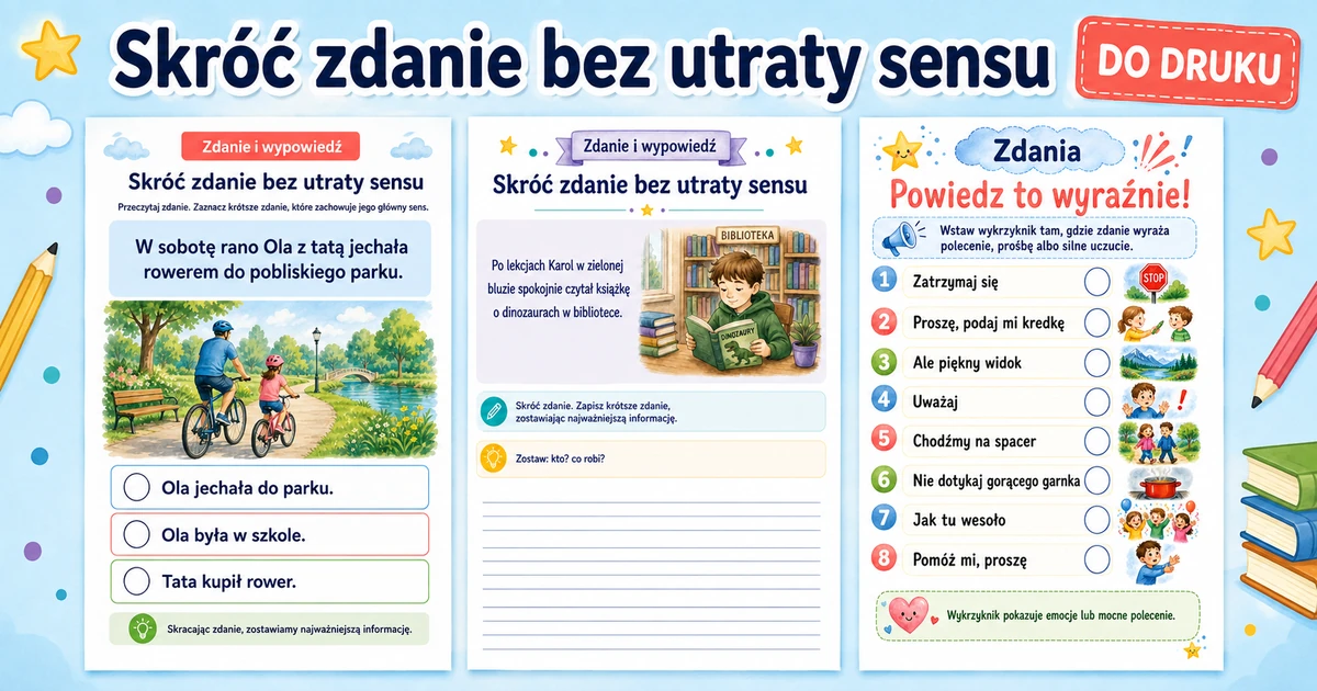 Karty pracy: Skróć zdanie bez utraty sensu