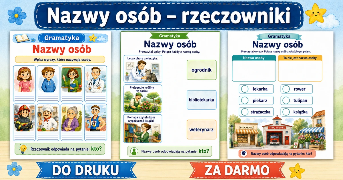 Karty pracy: Nazwy osób – rzeczowniki