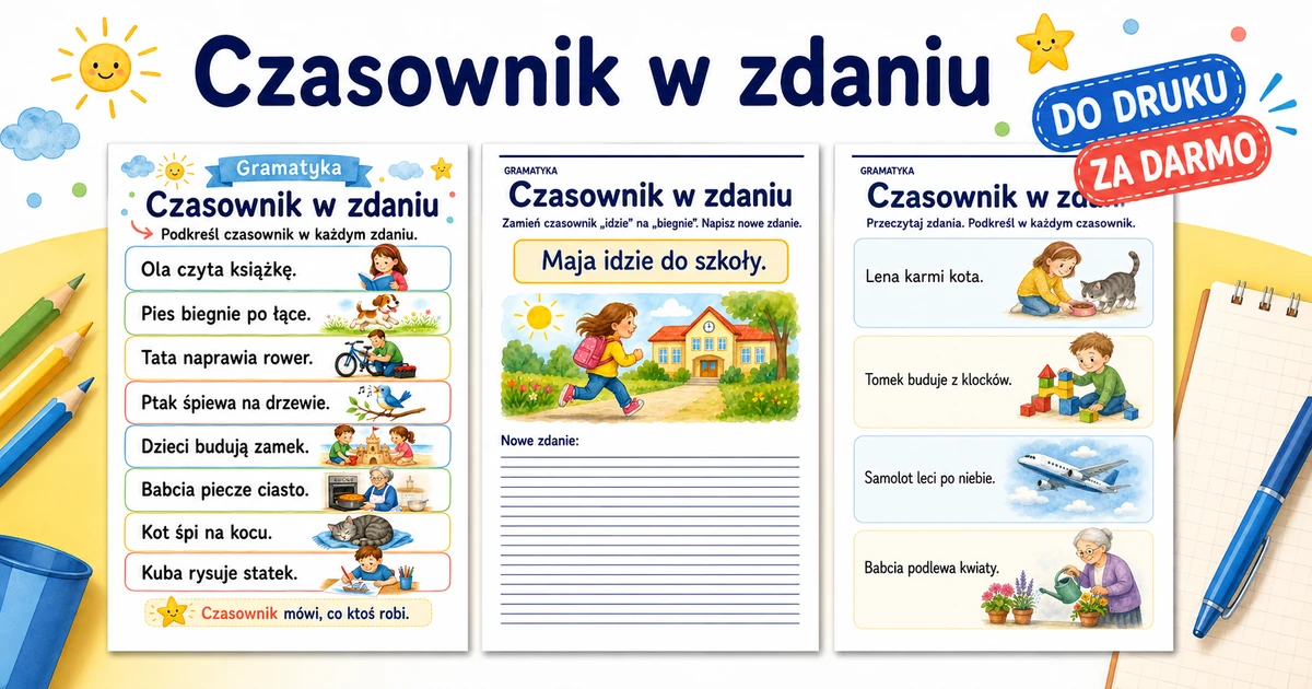 Karty pracy: Czasownik w zdaniu