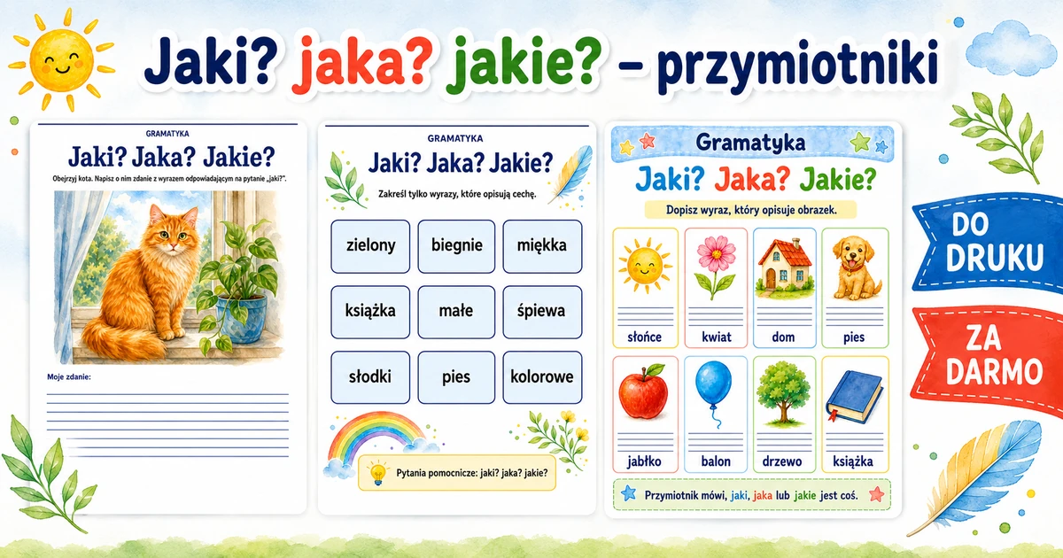 Karty pracy: Jaki? jaka? jakie? – przymiotniki