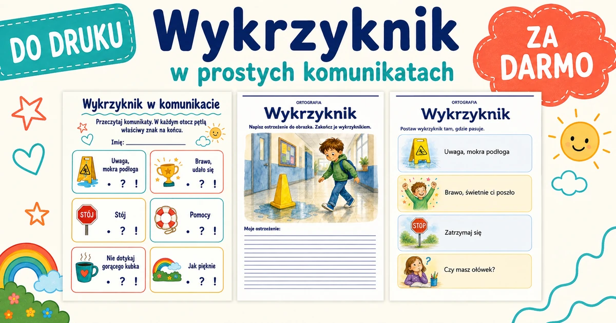 Karty pracy: Wykrzyknik w prostych komunikatach