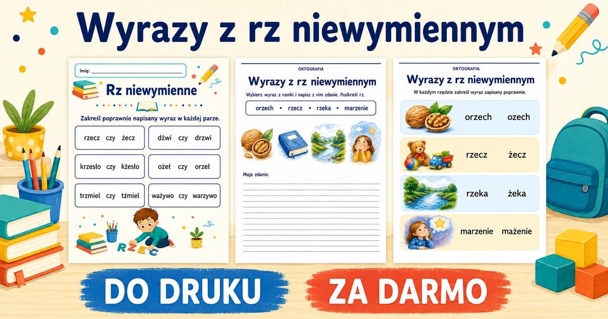 Karty pracy: Wyrazy z rz niewymiennym