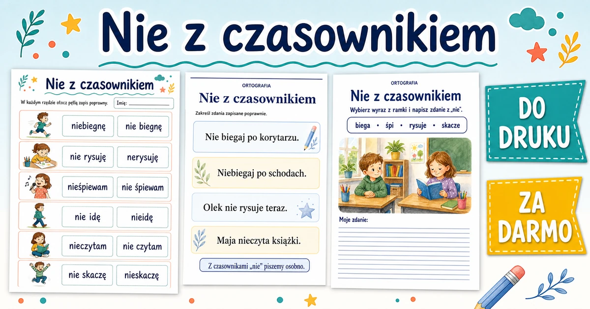 Karty pracy: Nie z czasownikiem