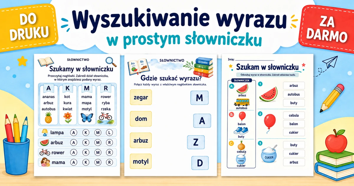 Karty pracy: Wyszukiwanie wyrazu w prostym słowniczku