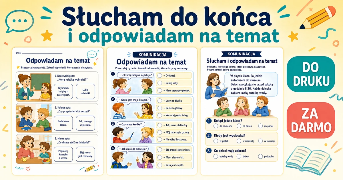Karty pracy: Słucham do końca i odpowiadam na temat
