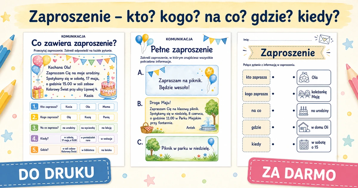 Karty pracy: Zaproszenie – kto? kogo? na co? gdzie? kiedy?