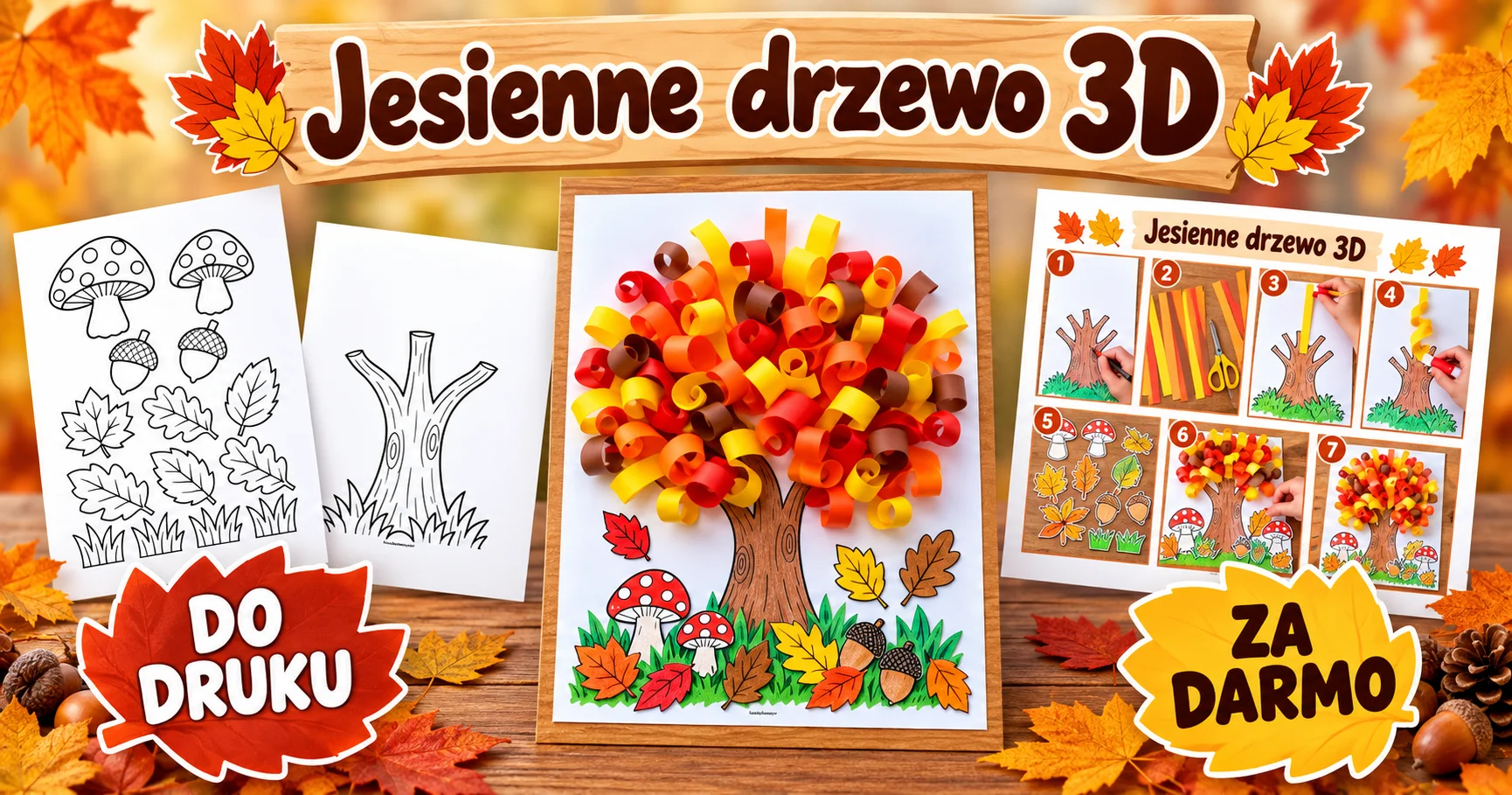  Jesienne drzewo 3D z pasków papieru