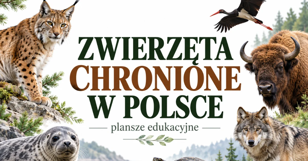 Plansze dydaktyczne: Zwierzęta chronione w Polsce