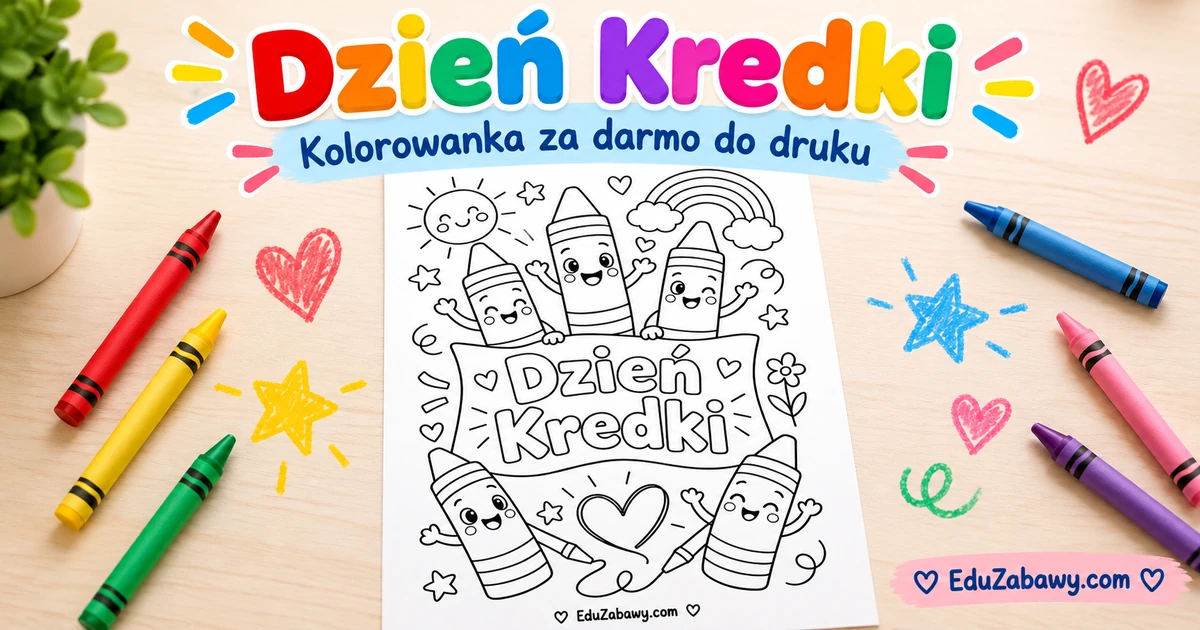 Kolorowanka z napisem „Dzień Kredki”