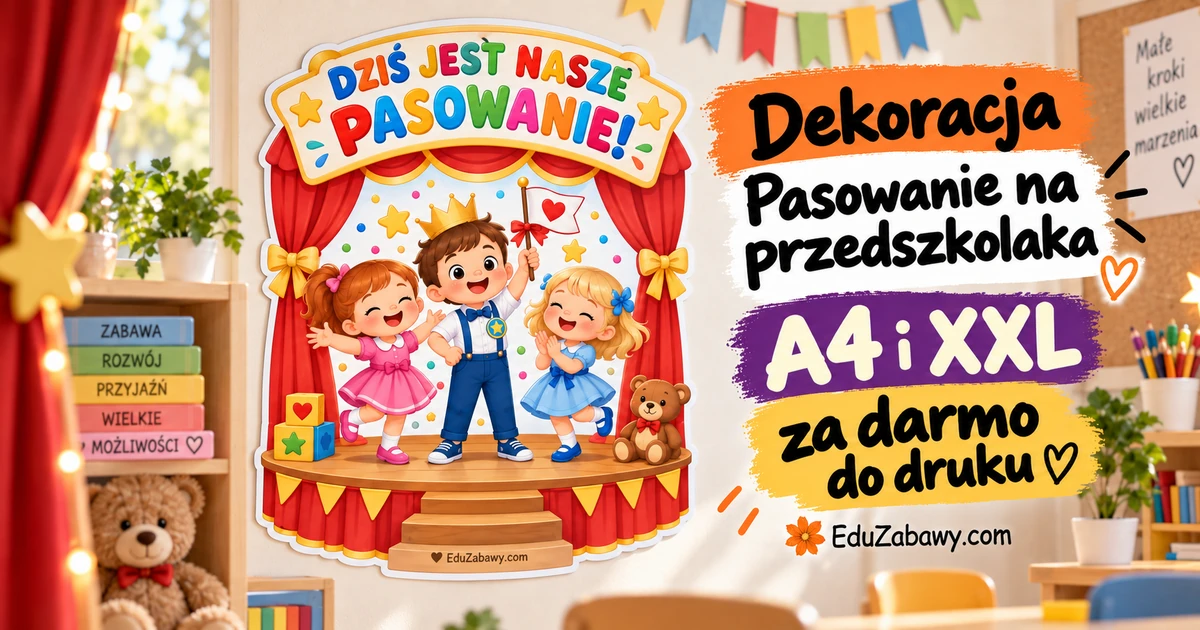 Dekoracja A4 i XXL: Kolorowe pasowanie przedszkolaków na scenie