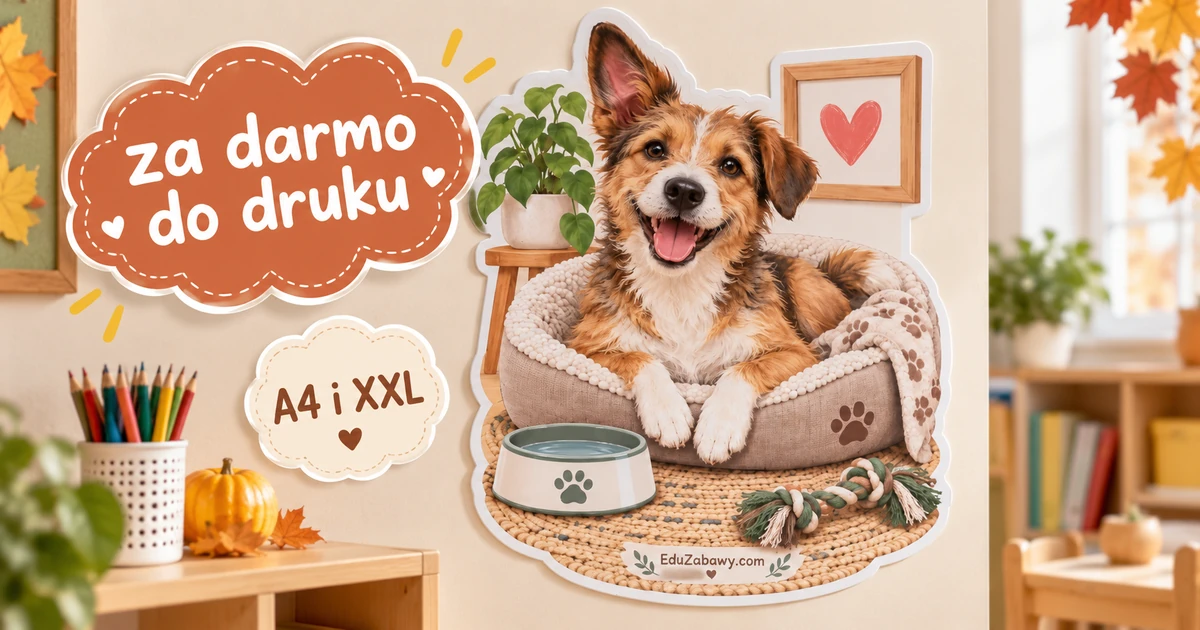 Dekoracja A4 i XXL: Kundelek w legowisku