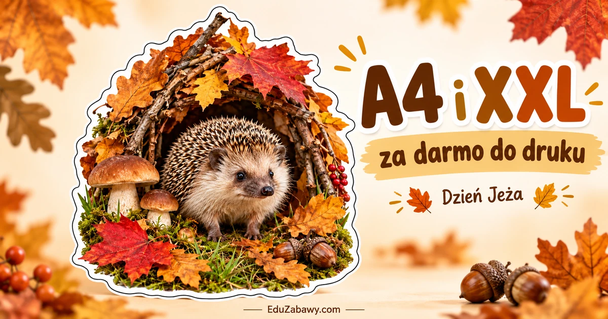 Dekoracja A4 i XXL: Jeż w jesiennym schronieniu