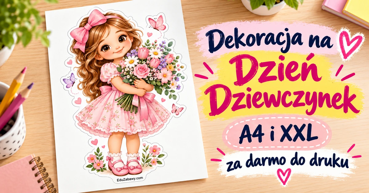 Dekoracje A4 i XXL: Dziewczynka z bukietem kwiatów