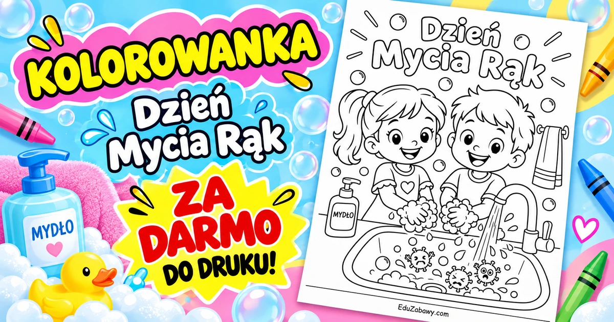 Kolorowanka: Dzień Mycia Rąk