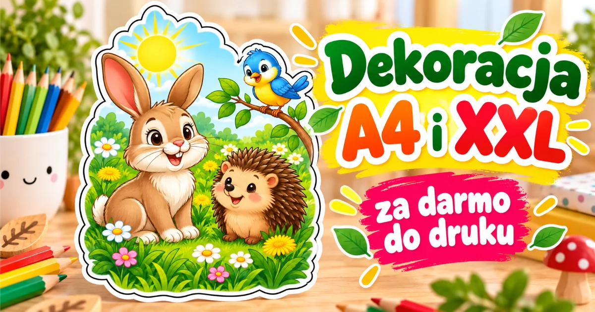 Dekoracje A4 i XXL: Leśna polana ze zwierzętami
