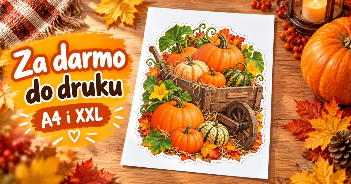 Dekoracja A4 i XXL: Jesienny zbiór dyń