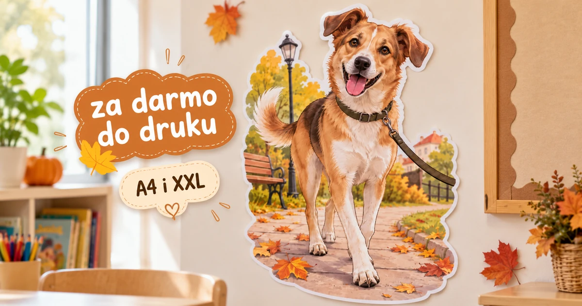 Dekoracja A4 i XXL: Kundelek na spacerze