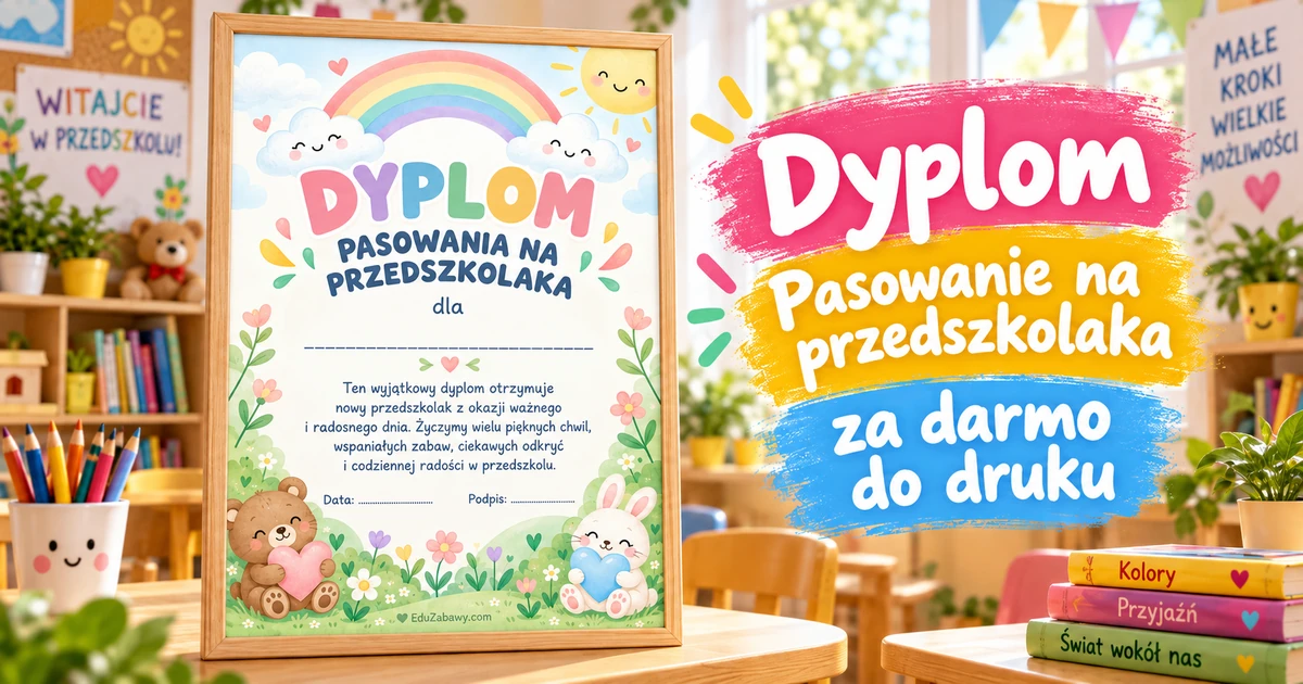 Pastelowy dyplom z tęczą