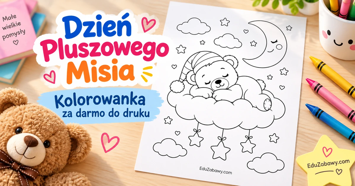Śpiący miś na chmurce