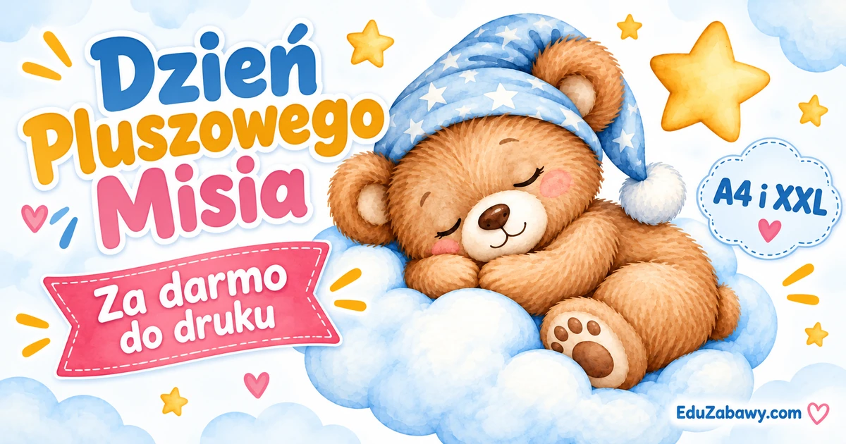 Śpiący miś na chmurce