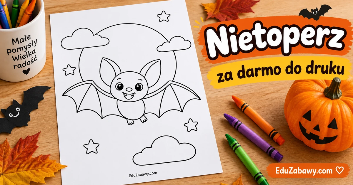 Kolorowanka: Wesoły nietoperz pod księżycem