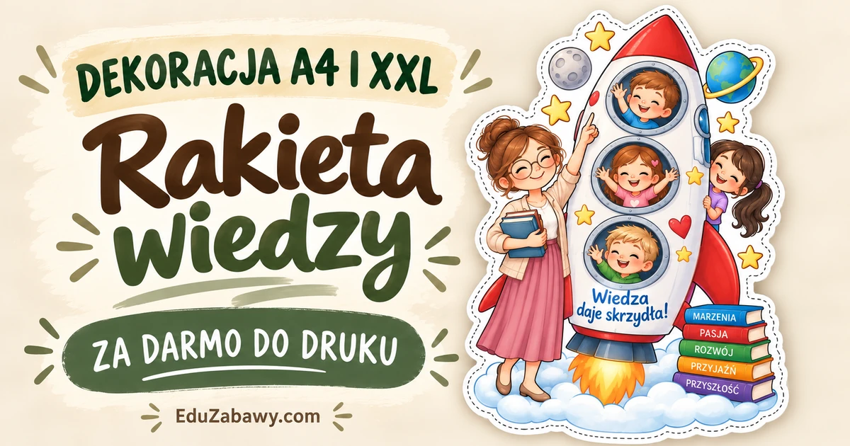 Dekoracja A4 i XXL: Rakieta wiedzy