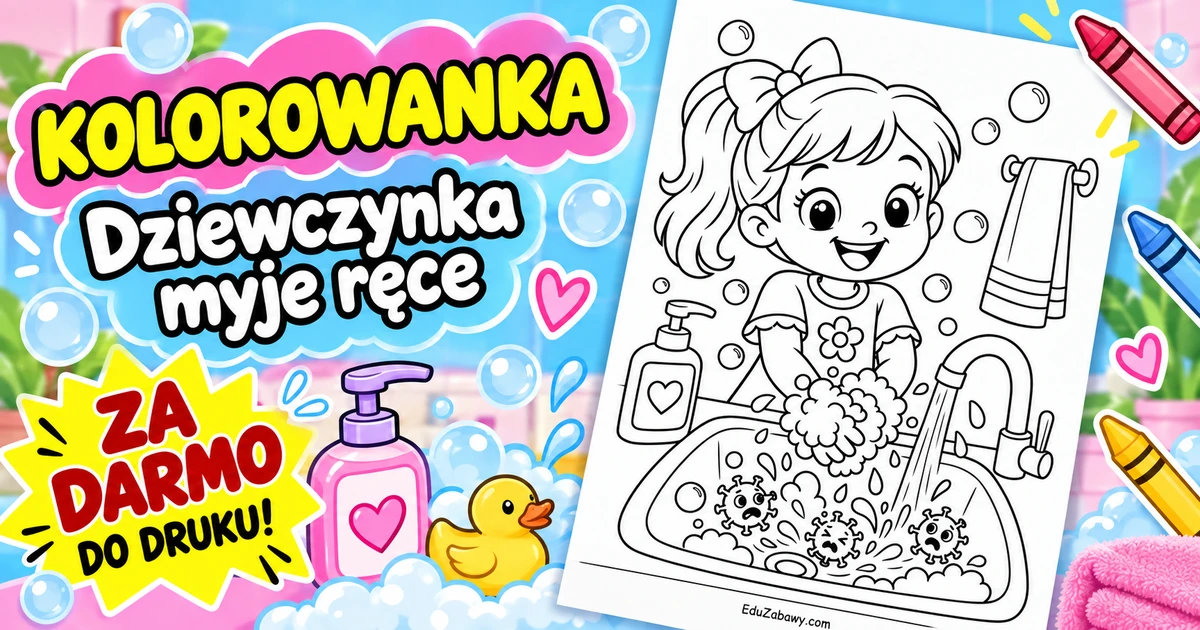 Kolorowanka: Dziewczynka myje ręce