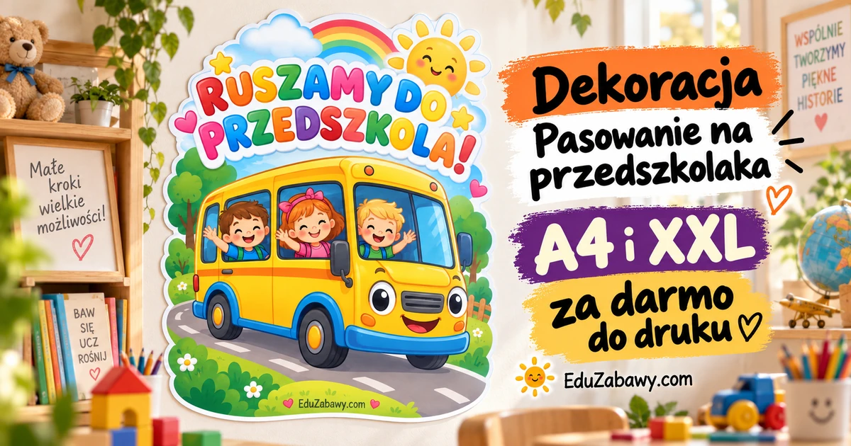 Dekoracja A4 i XXL: Radosny autobus do przedszkola