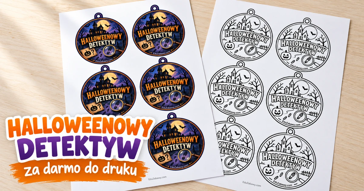 Medale/odznaki do druku: Halloweenowy Detektyw