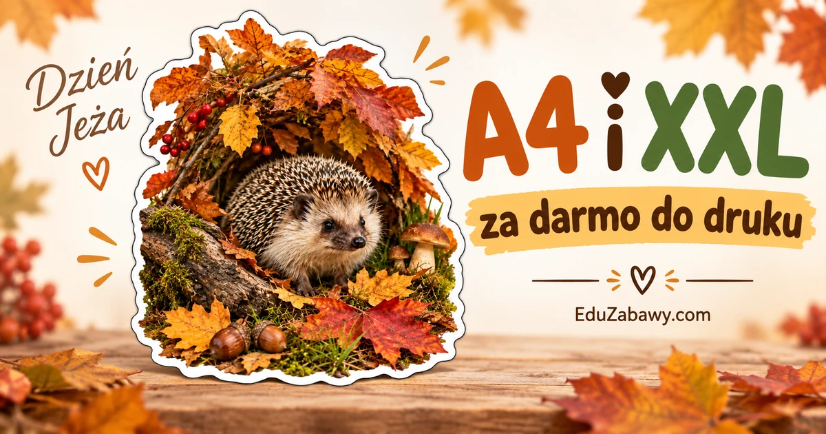 Dekoracja A4 i XXL: Jeż w leśnej kryjówce