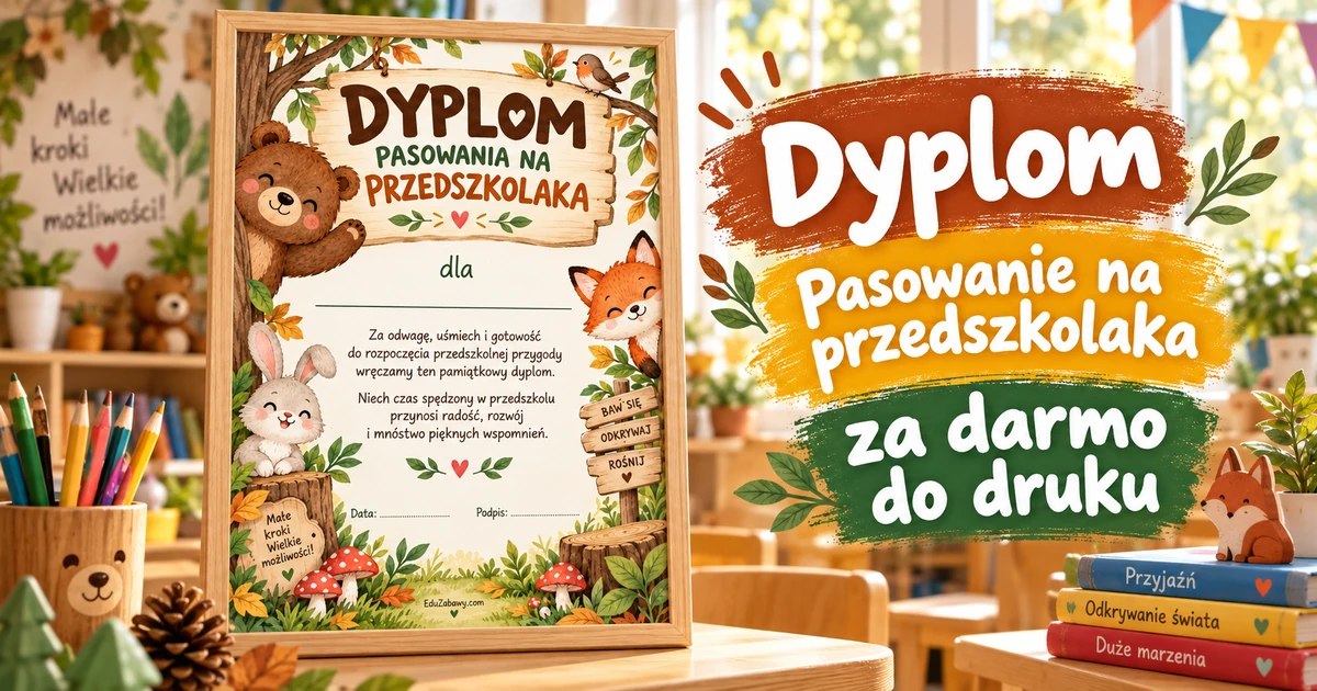 Leśny dyplom pasowania na przedszkolaka