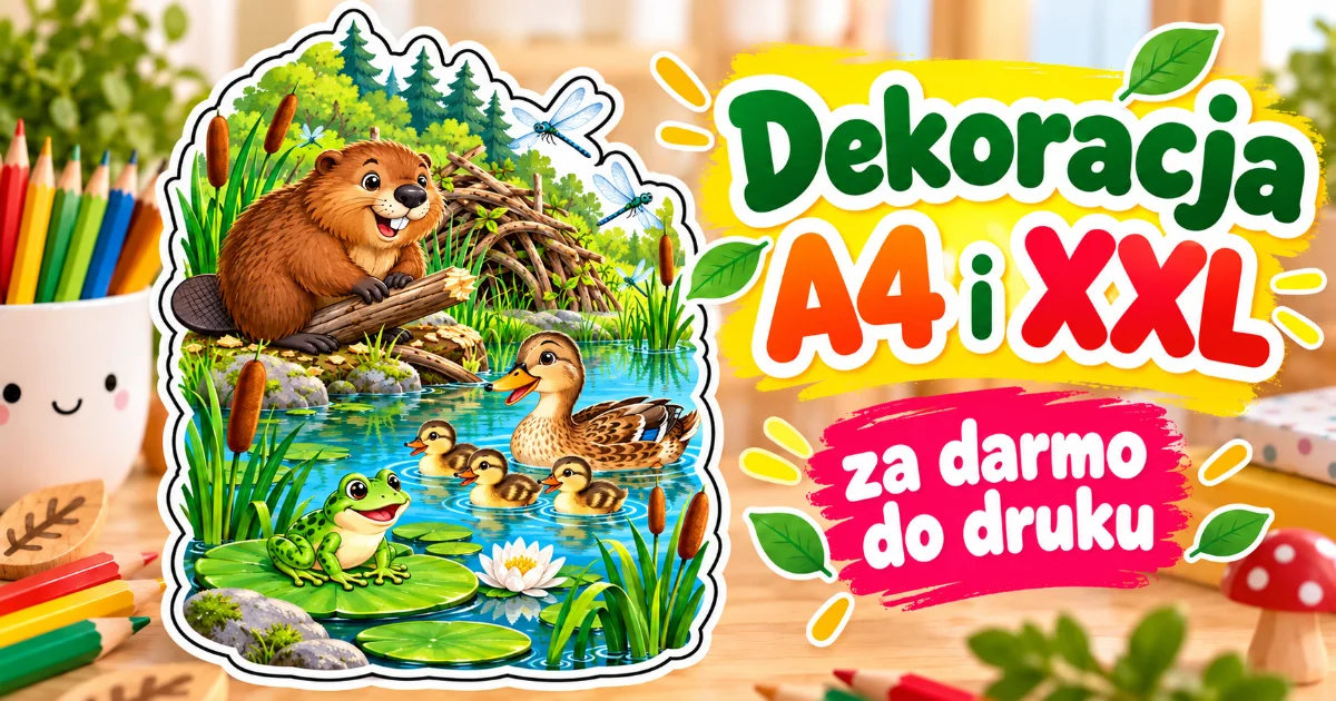 Dekoracje A4 i XXL: Zwierzęta nad stawem