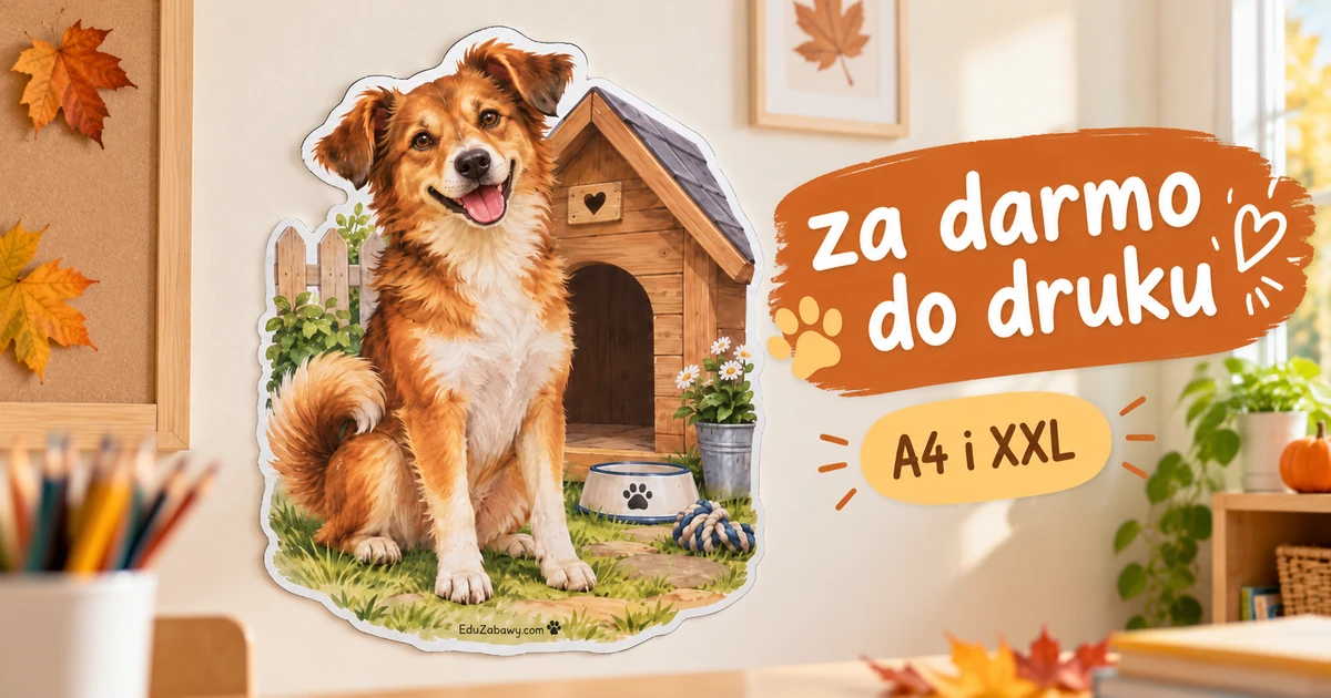 Dekoracja A4 i XXL: Kundelek przy budzie
