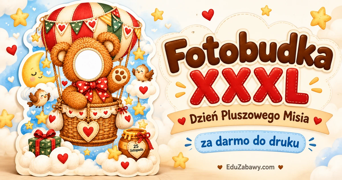 Miś w balonie wśród chmurek