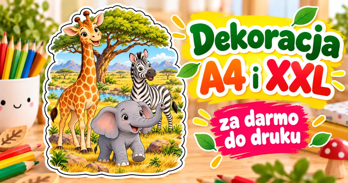 Dekoracje A4 i XXL: Zwierzęta sawanny
