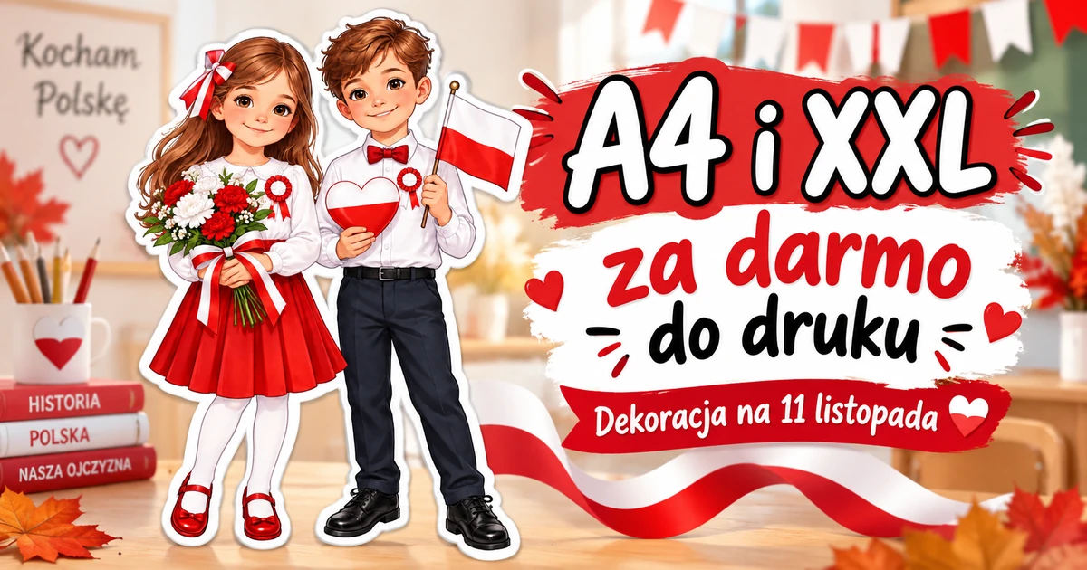Dekoracja A4 i XXL: Biało-czerwone symbole