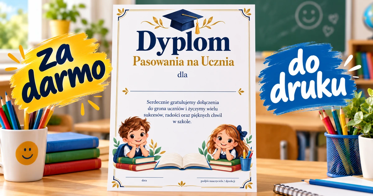 Kolorowy Dyplom Pasowania na Ucznia