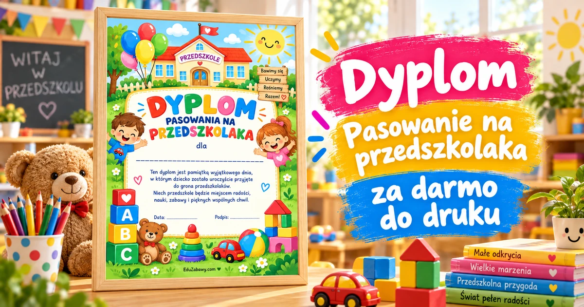 Dyplom z przedszkolem i zabawkami