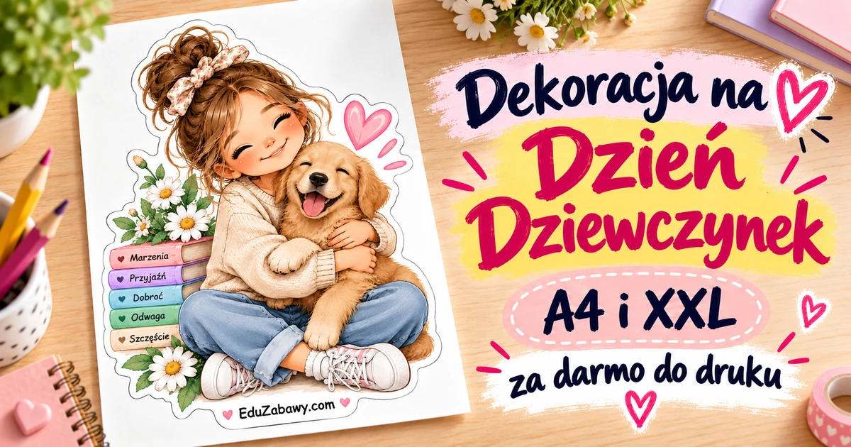 Dekoracje A4 i XXL: Dziewczynka z pieskiem