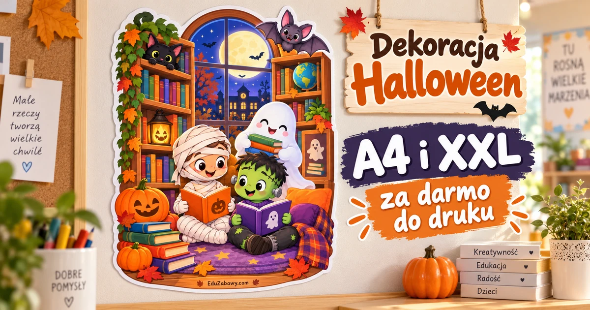 Dekoracja A4 i XXL: Halloween w bibliotece