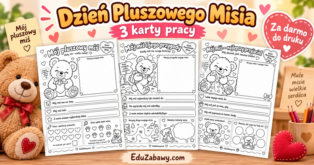 Mój pluszowy miś – 3 karty pracy