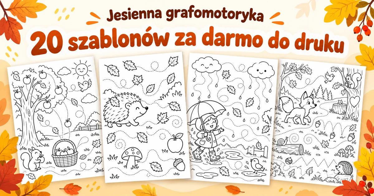 Karty pracy: Grafomotoryka: Jesień