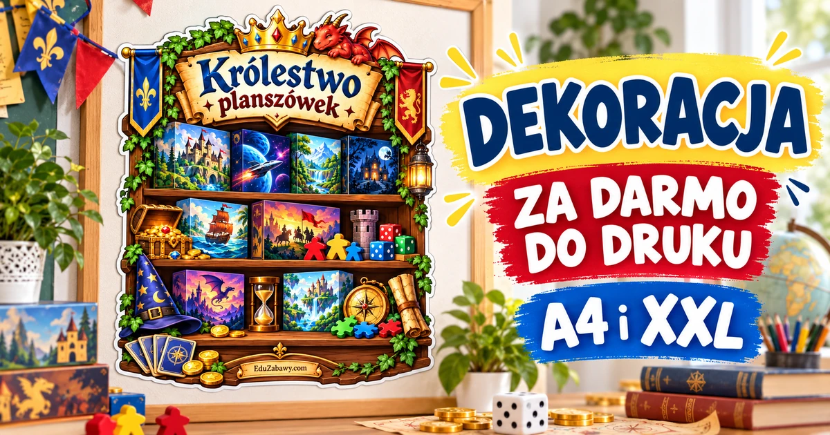 Dekoracja A4 i XXL: „Królestwo planszówek”