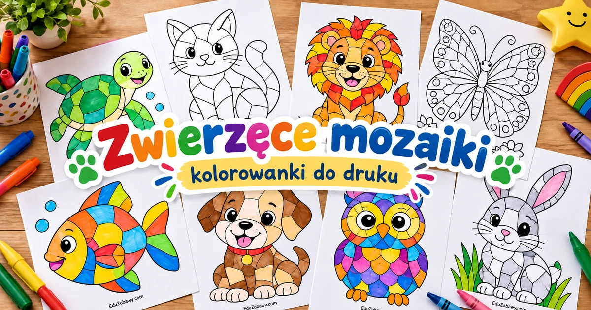 Zwierzęce mozaiki: 10 kolorowanek do druku