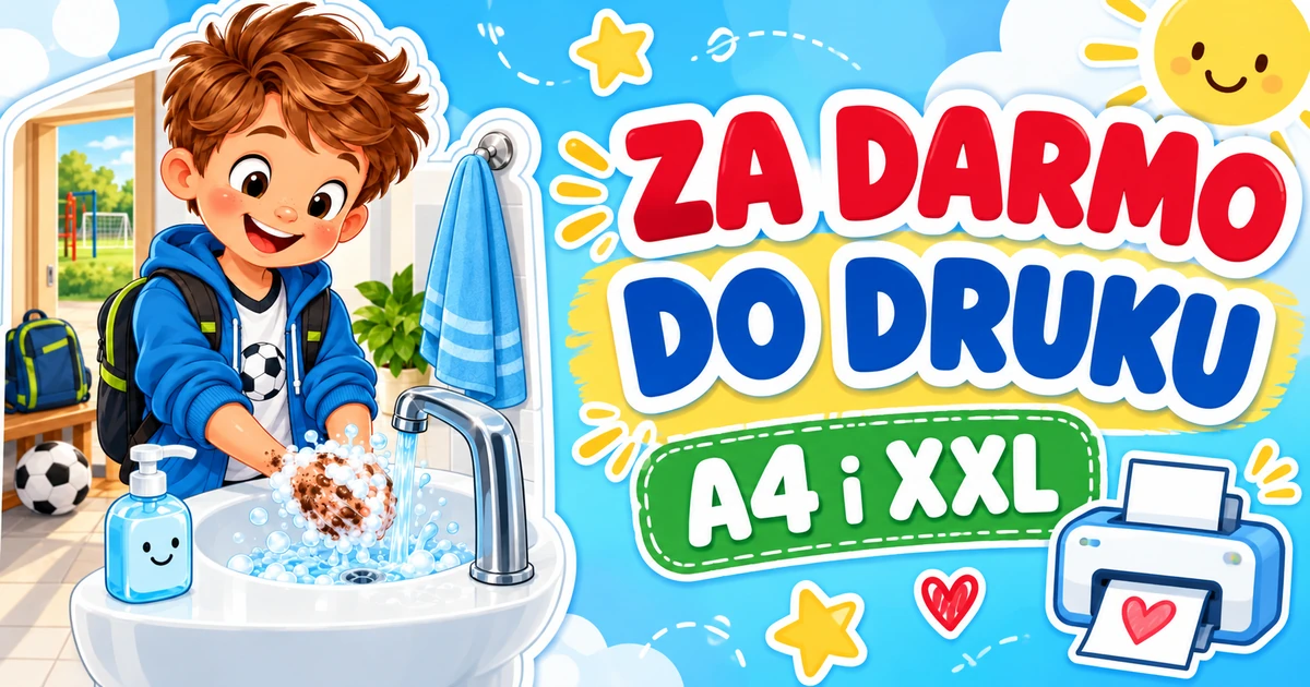 Dekoracja A4 i XXL: Mycie rąk po zabawie