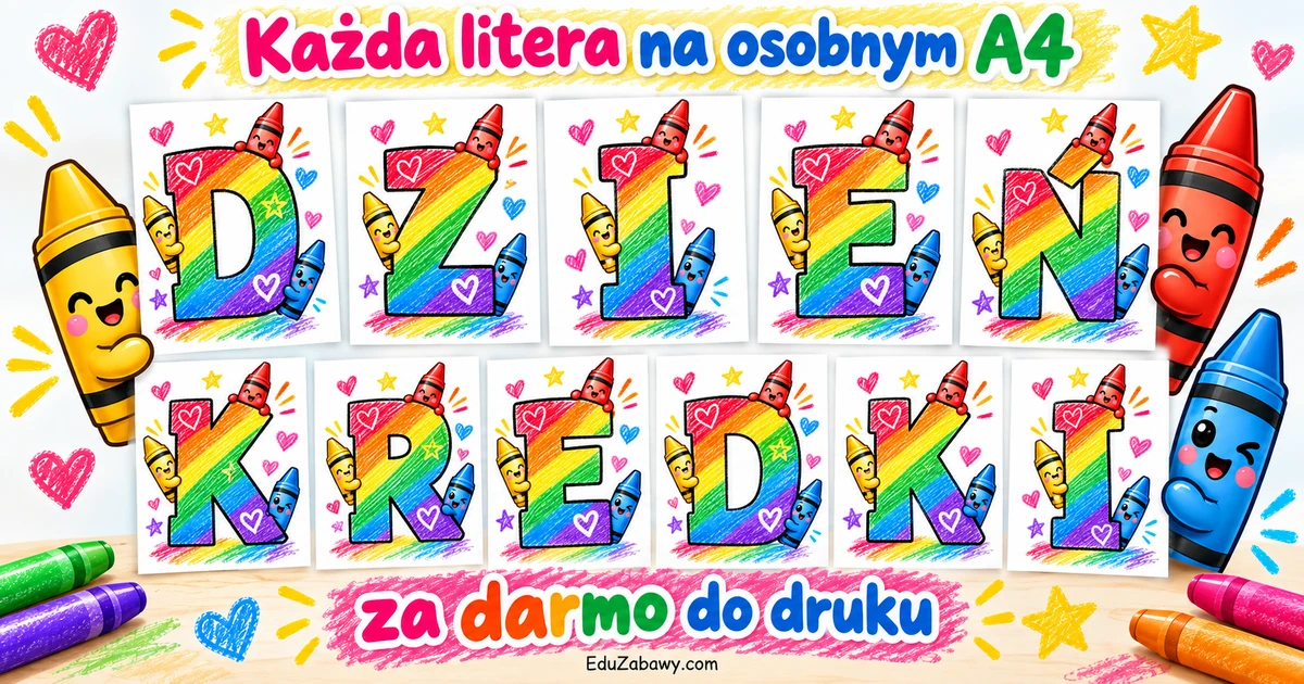 Dzień Kredki – kolorowy napis do druku