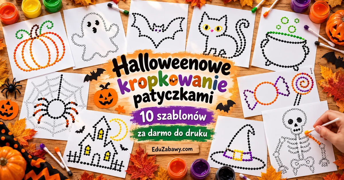 Praca plastyczna: Halloweenowe kropkowanie patyczkami