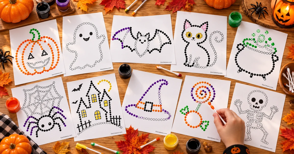 Praca plastyczna: Halloweenowe kropkowanie patyczkami