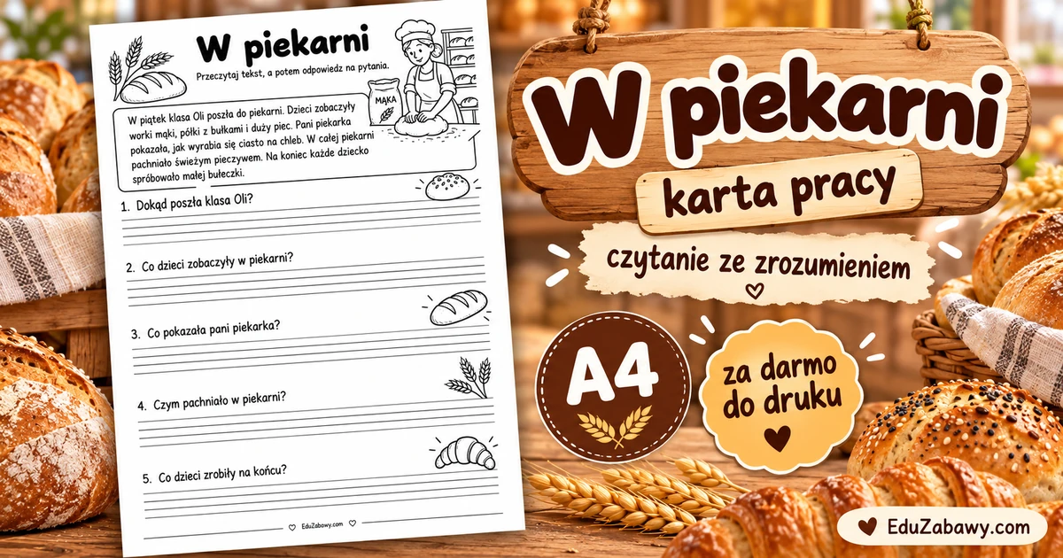 Karta pracy: W piekarni – czytanie ze zrozumieniem